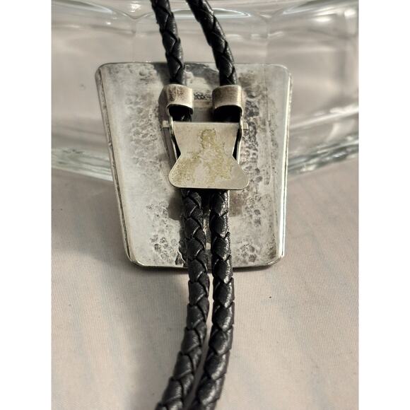 Vintage Mike Simplicio Zuni Sterling Turquoise MOP Horse Inlay Bolo Tie Signed - Picture 5 of 6